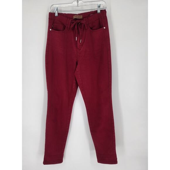 Judy Blue Garment Dyed Red Drawstring Skinny Jeans Size 7/28 - Picture 2 of 10